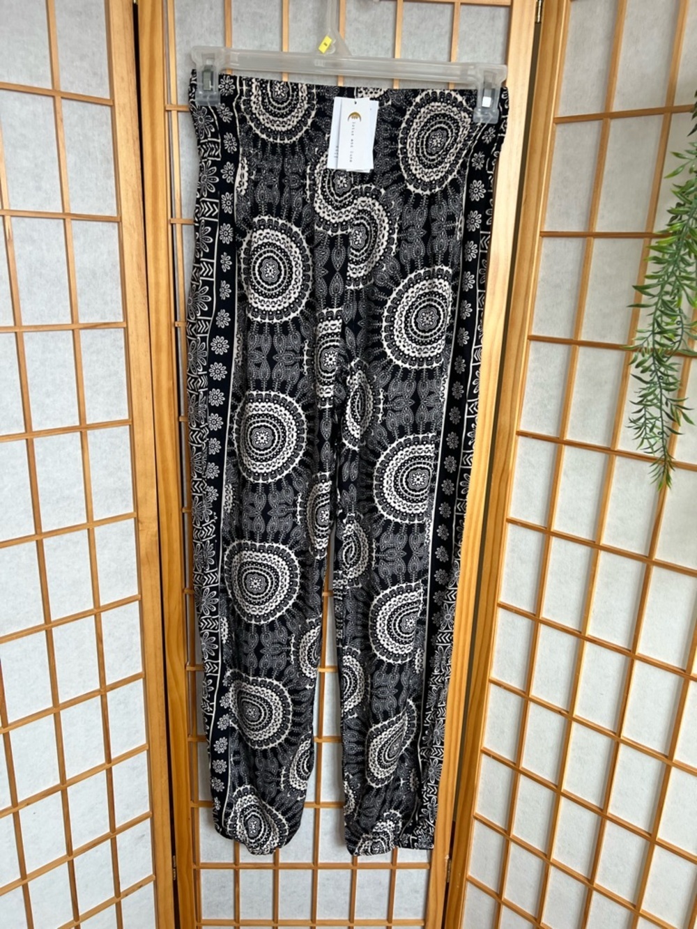 Lotus & Luna Bondi Harem Pants XS Black White Boho Mandala Handmade Thailand